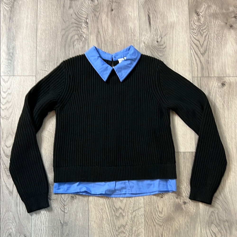 Twik Black and Blue Layered Crew Neck Sweater
